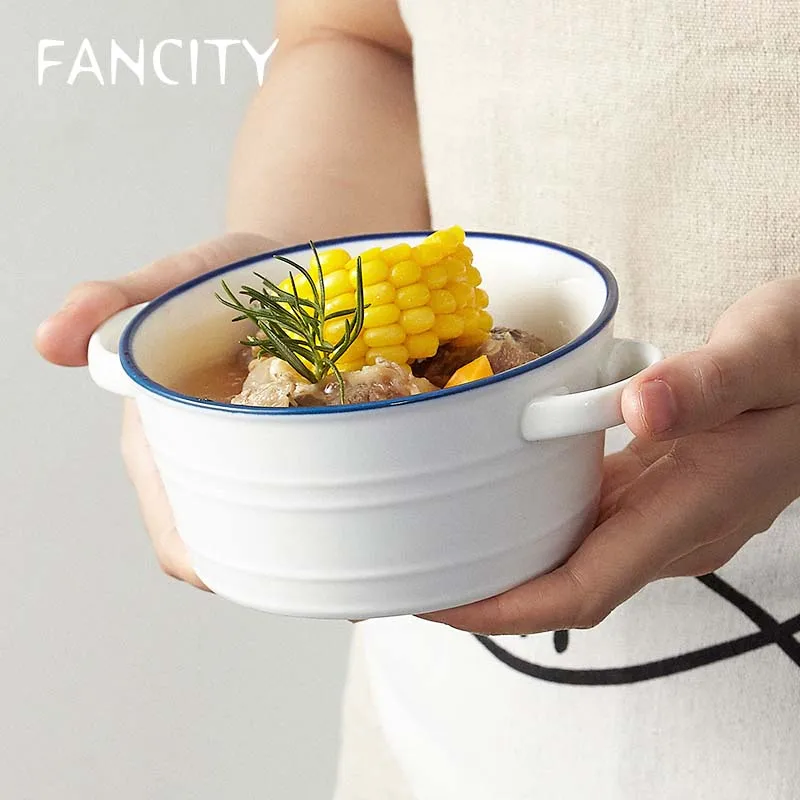 

FANCITY миска милый салатник бытовой фрукты миска для десерта мисочка, маленькая с двойным ушным чаша керамическая большая емкость в скандинав...