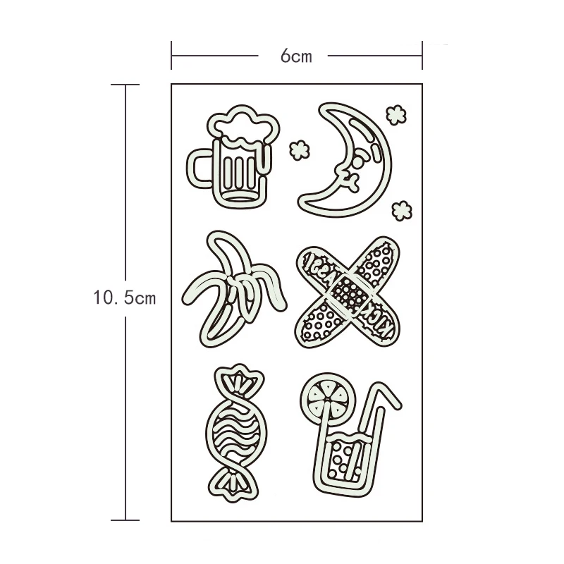 Waterproof Temporary Luminous Tattoo Sticker Moon Banana Cup Candy Cartoon Band Aid Flash Tatoo Fake Tatto for Kids Women Men |