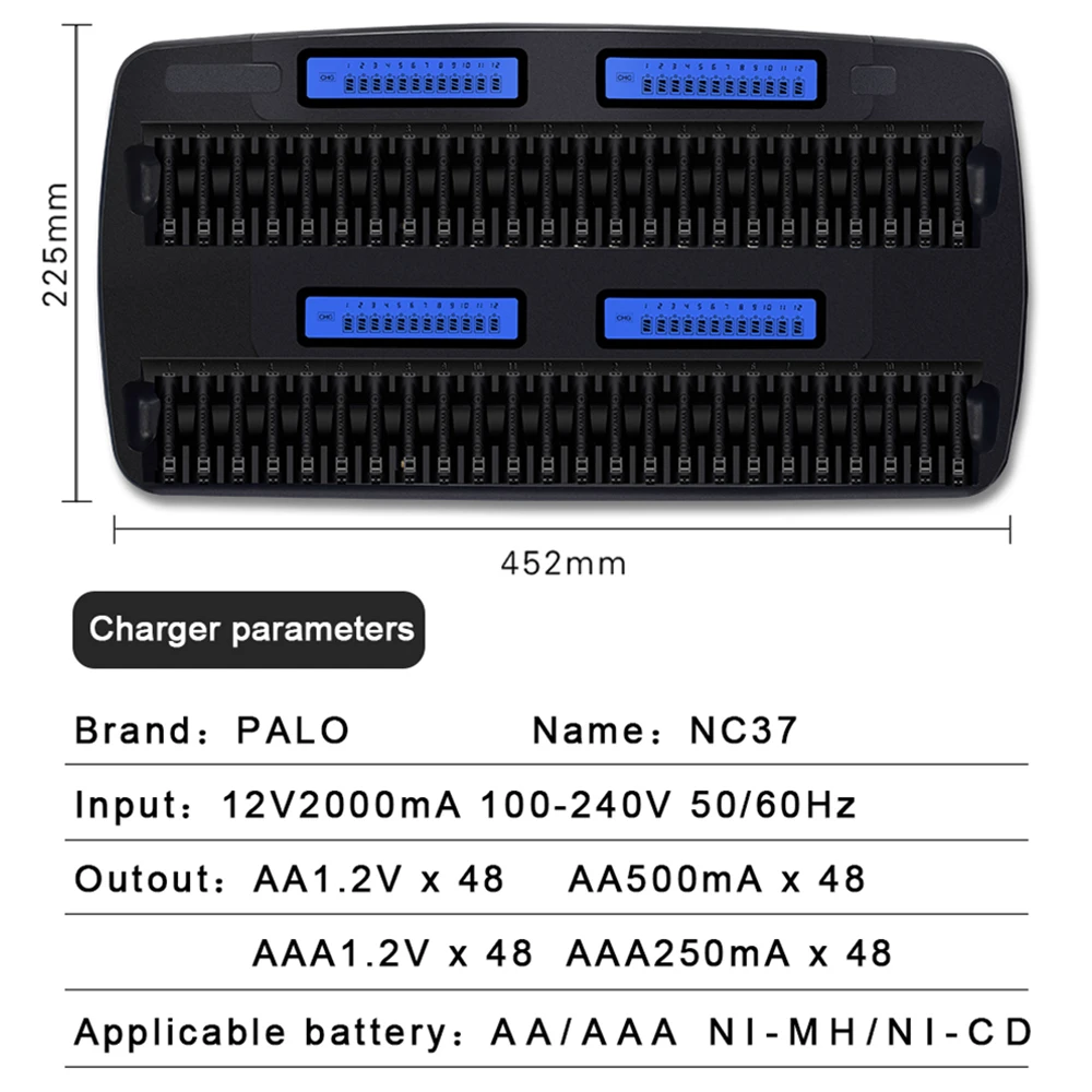 

PALO 48 slots aa aaa battery Fast Smart charger For AA /AAA NiMH NiCD rechargeable batteries KTV School Hotel Clubhouse used