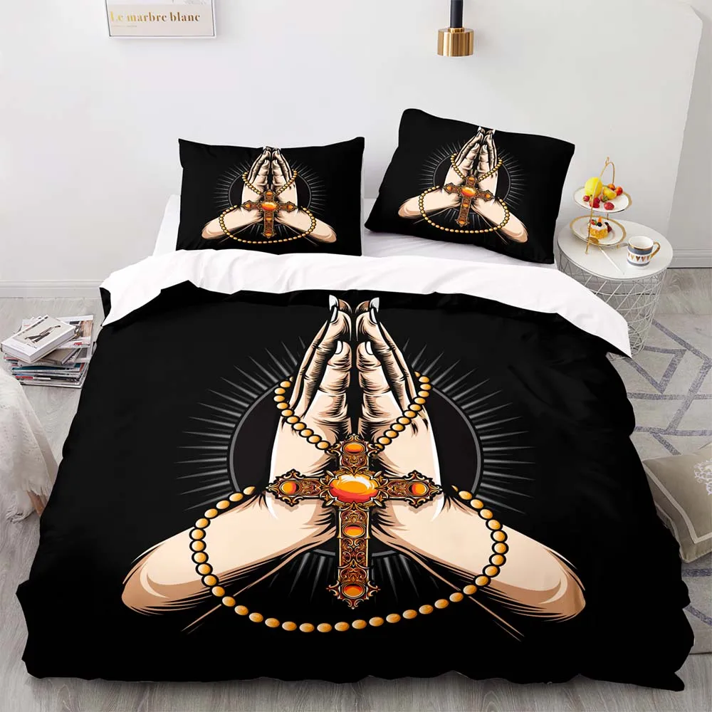 

3D Printing Praying Woman Pattern Bedding Set,210210 Duvet Cover Set With Pillowcase, 245210 Quilt Cover, King Blanket Cover