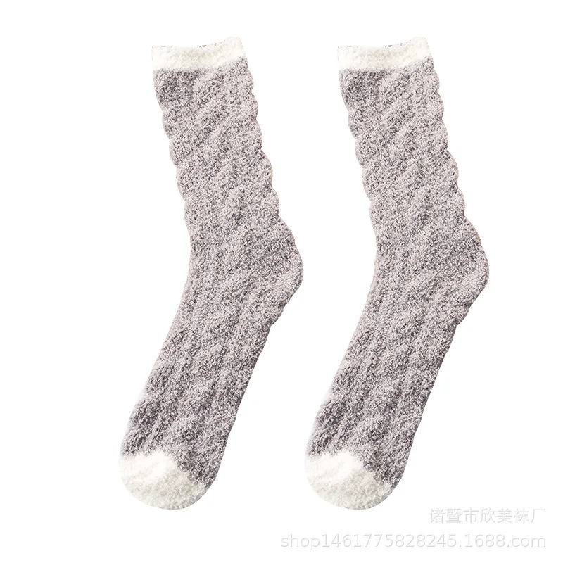 Новые стильные зимние кашемировые женские носки из кораллового флиса ma hua wa для