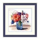 Набор для вышивки крестиком в виде цветов в гостиную рыбья ХХ, домашняя вышивка, B1542, ваза из голубого стекла, швейная живопись