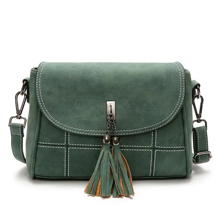 Нубуковые женские сумки мессенджеры с кисточками дизайнерские