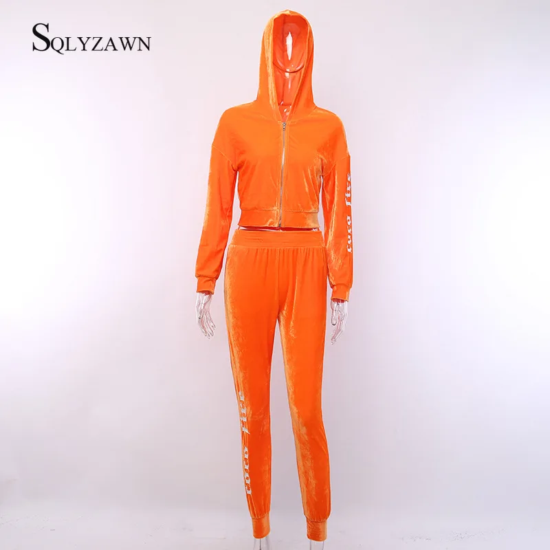 Женский Бархатный спортивный костюм комплект из двух предметов толстовка с