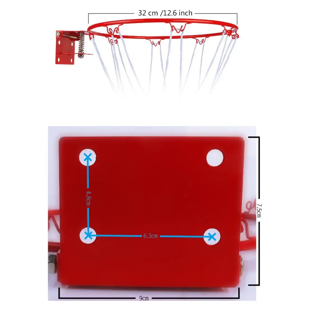 25/32CM Indoor Outdoor Metal Basketball Frame Wall-mounted Kids Goal Hoop Set Ring Equipped With Net Screw | Спорт и развлечения