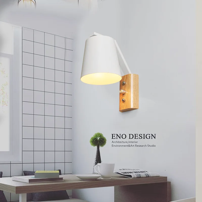 Современная настенная лампа из цельной древесины оригинальная светодиодная