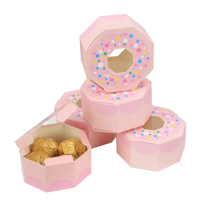 

50pcs Donut Kraft Candy Box Hexagon Gift Box Sweet Chocolate Packaging Case DIY Favor Gift Box Birthday Party Wedding Decoration