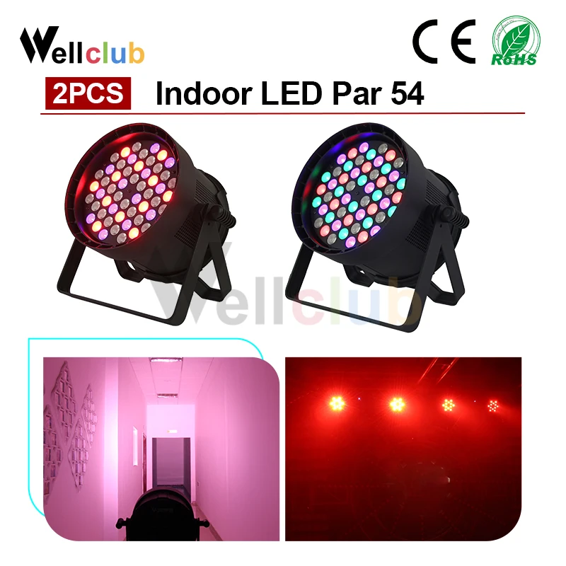 2 шт. светодиодный Par 54x5 Вт RGBW 4In1 DMX Крытый PAR Светильник для большого случая