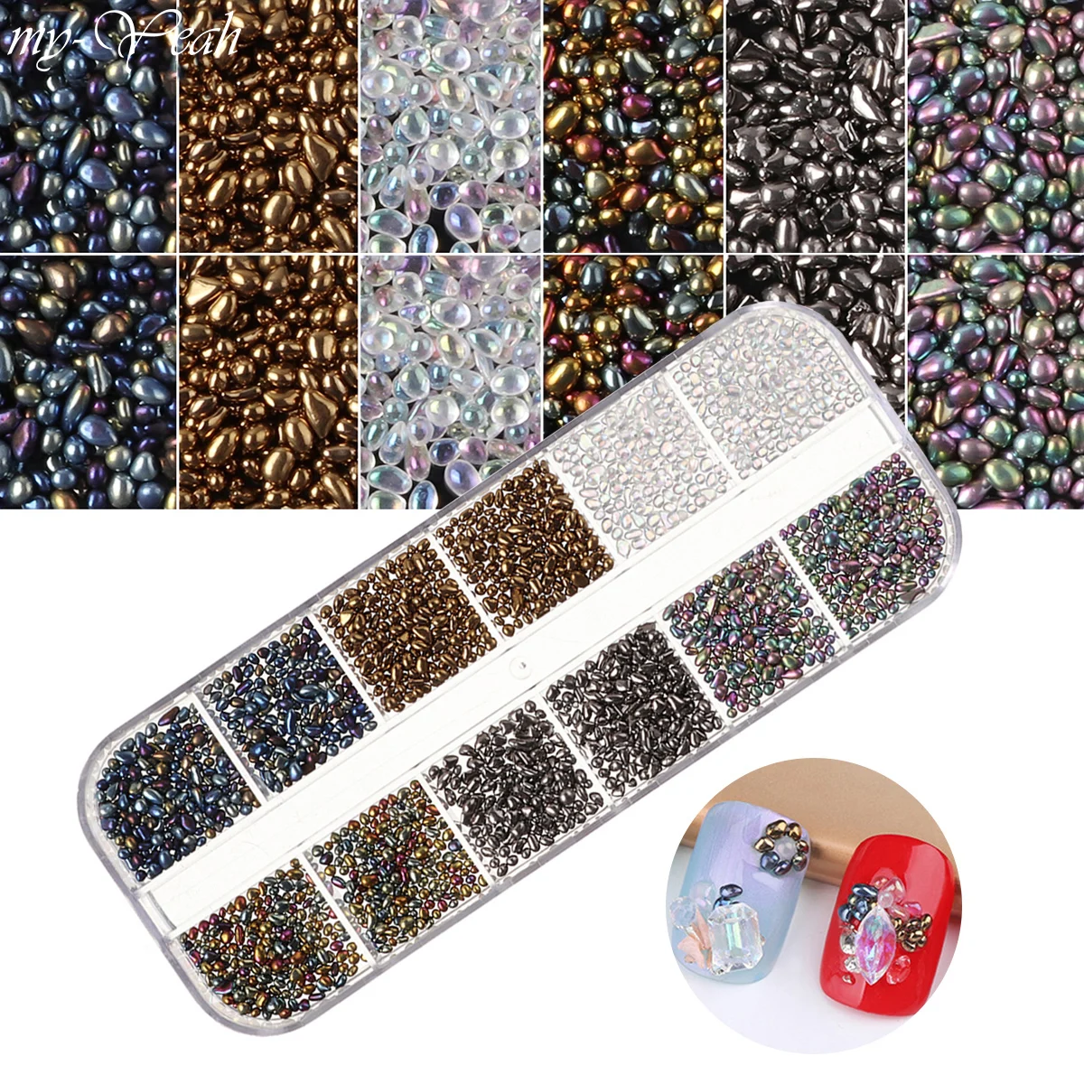 1/2/3 мм ногтей мульти-размер нерегулярные Хамелеон камень горный хрусталь бусины