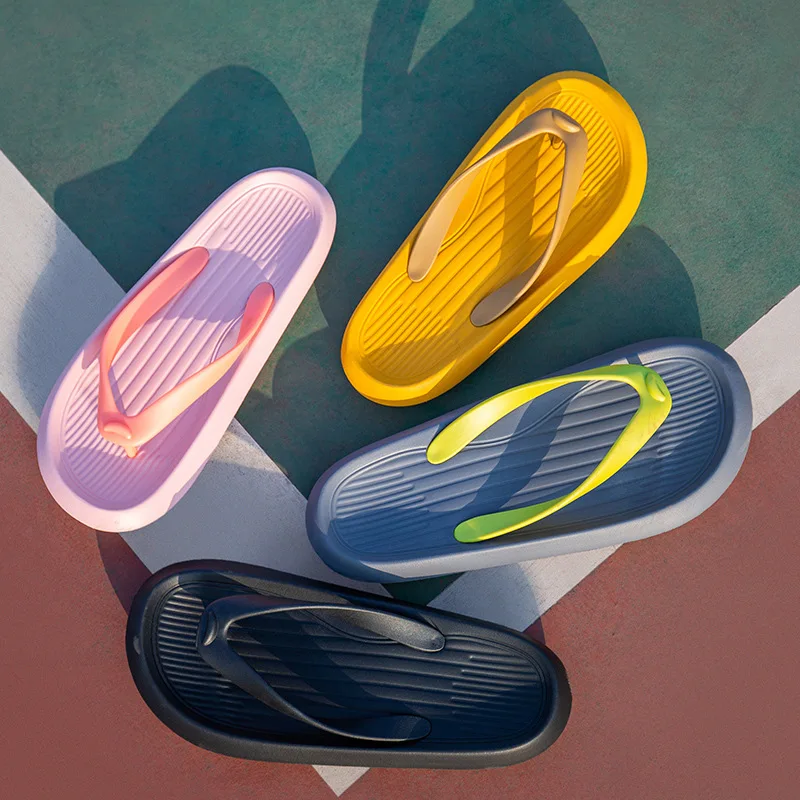 

Summer Slippers Women and Man Casual Massage Durable Flip Flops Beach Sandals Shoes Striped Lady Room Slippers