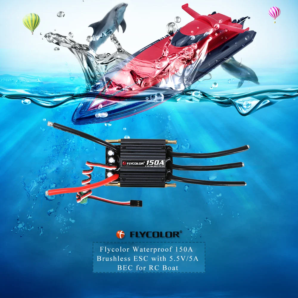 

High Quality 150A Original Waterproof Brushless ESC Electronic Speed Controller with 5.5V/5A BEC for RC Boat Parts