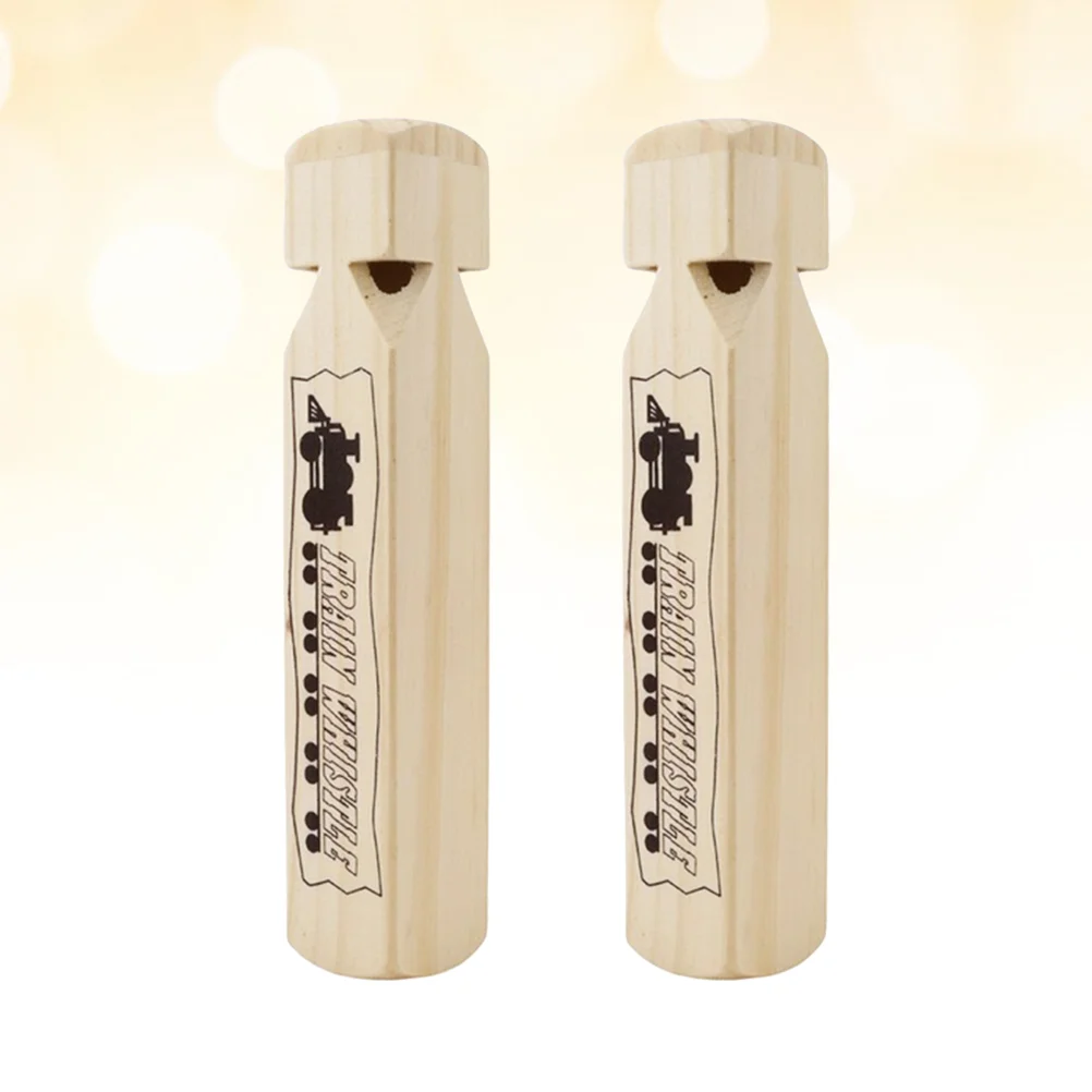 

2pcs Cartoon Train Pattern Whistle Musical Personalized Wind Instruments Wooden Decoration
