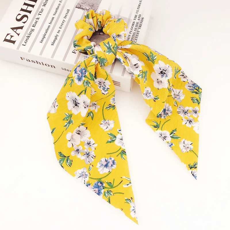 Модные резинки для волос в стиле ретро с цветочным принтом женские эластичные