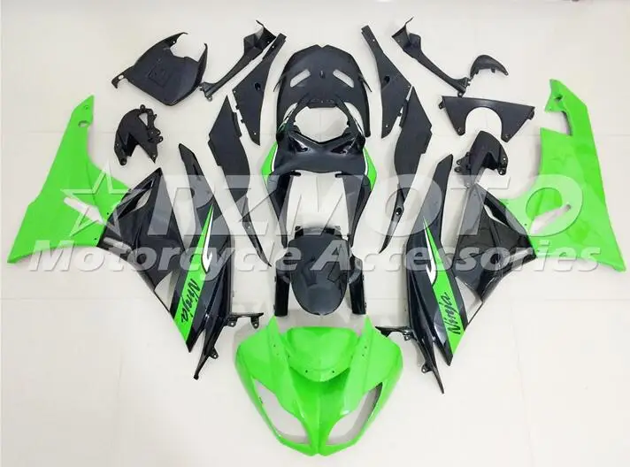 

Литья под давлением Новый ABS Обтекатели комплект подходит для kawasaki Ninja ZX-6R 636 2009 2010 2011 2012 6R 09, 10, 11, 12, кузов из двух вещей черно-зеленый