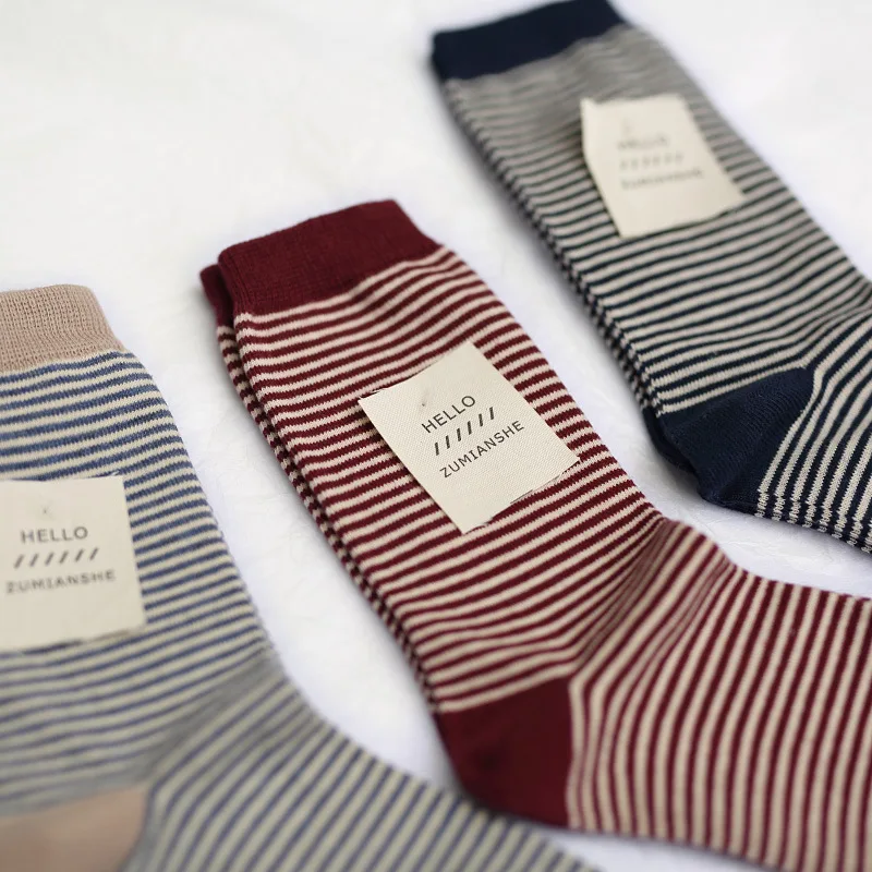 Fashion Striped Cozy Cotton Ladies Socks Streetwear Korean Style Sport Casual Harajuku Socks Autumn Winter Breathable Warm Sock