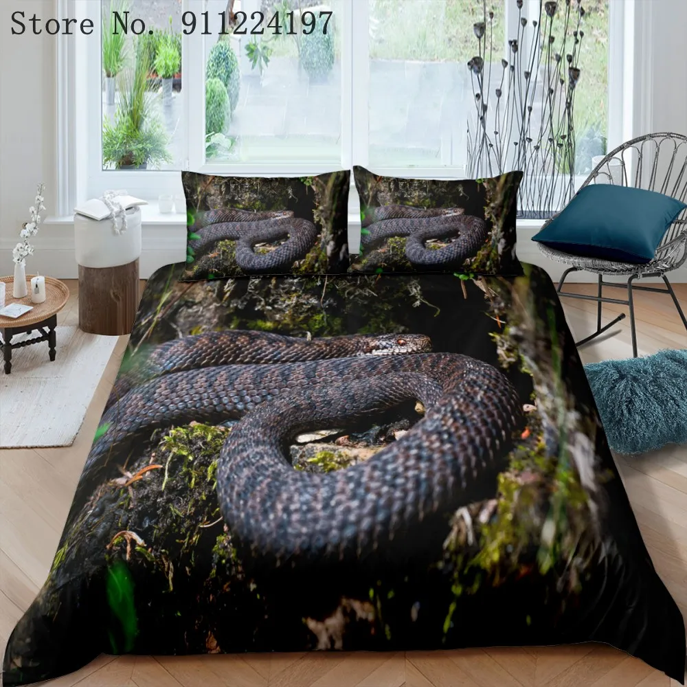 Snake Duvet Cover Set For Adult Bedding 3d Animal Pattern 2/3pcs Quilt Single Double Queen King Size Home Textiles | Дом и сад