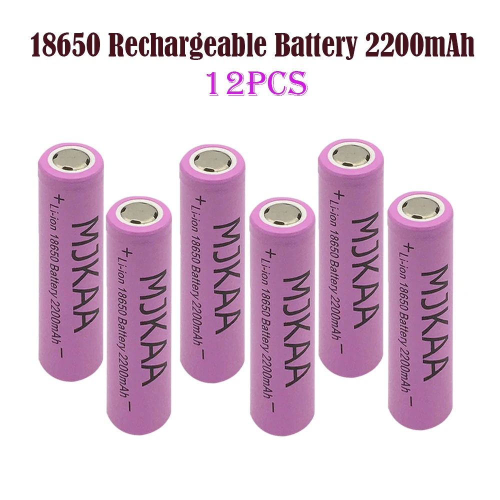 

12PCS Batch High Quality 18650 Pink 2200mAh 3.7V Li-ion Pointed Rechargeable Lithium Battery Head Lamp