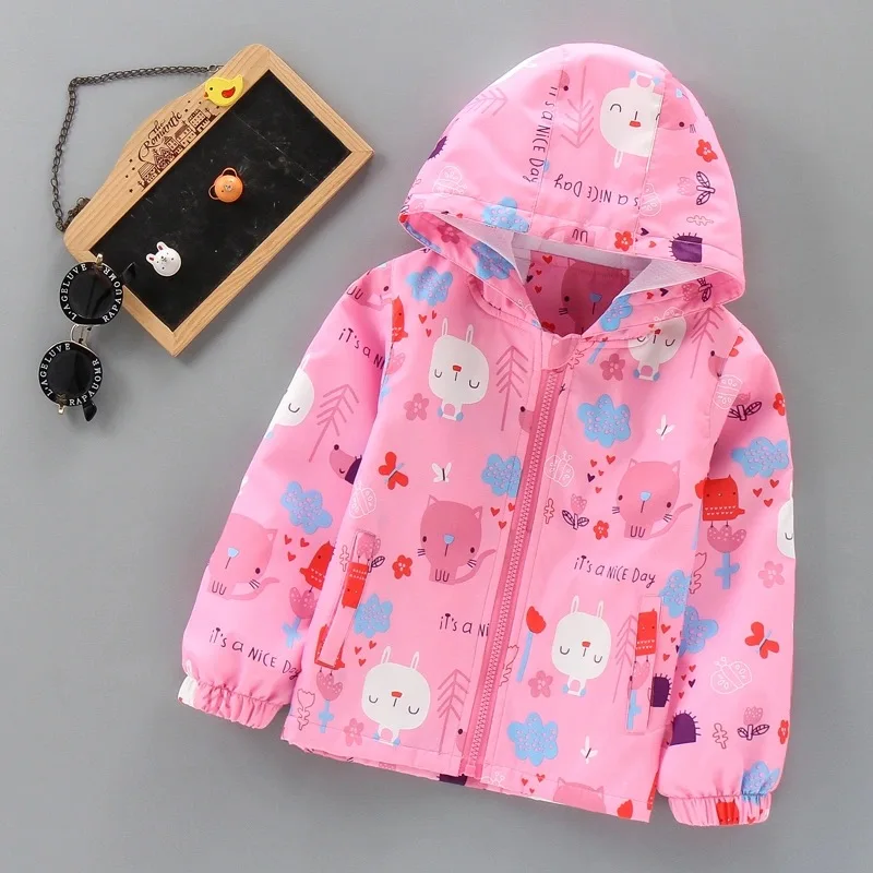 

Girls Casual Windbreaker Waterproof Raincoat Spring Children Outerwear Hooded Coats Kids Clothes Breathable Windproof Jacket