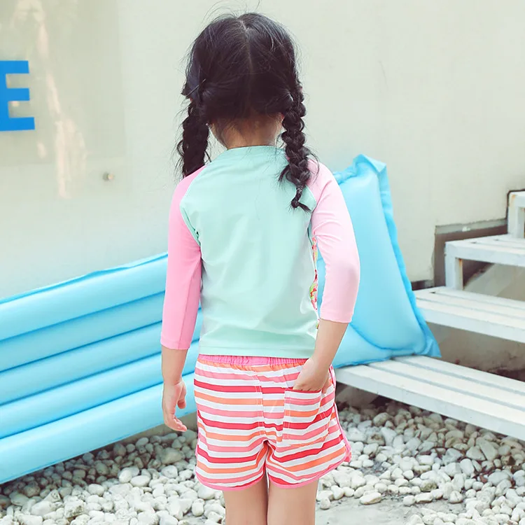 Детские розовые пляжные шорты в полоску для девочек 2 14 лет 1 шт. купальник