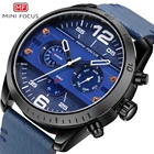 Водонепроницаемые спортивные часы MINI FOCUS для мужчин, кварцевые часы с хронографом и 3 циферблатами, большой чехол, кожаный ремешок, повседневные наручные часы для мужчин