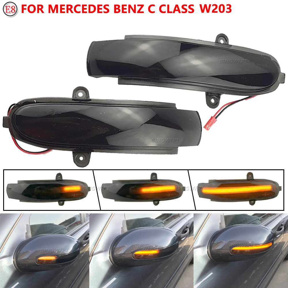 

Dynamic Turn Signal LED Side Mirror Indicator Blinker Sequential Light For Mercedes Benz C Class W203 S203 CL203 2001-2007