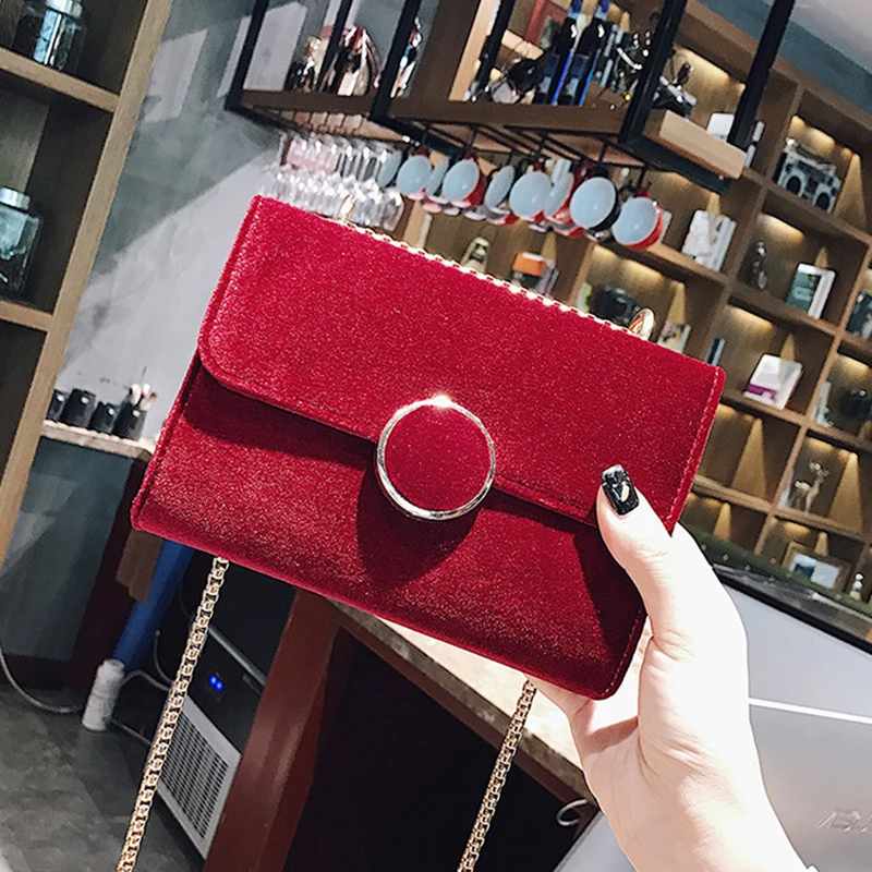 Роскошная сумочка с цепочкой бархатная сумка через плечо мессенджер