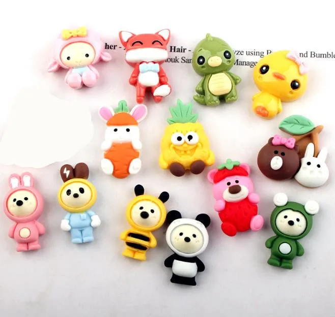 

Kawaii Mini cartoon animals Bear rabbit Flat back Resin Cabochons Scrapbooking DIY Jewelry Craft Decoration Accessories