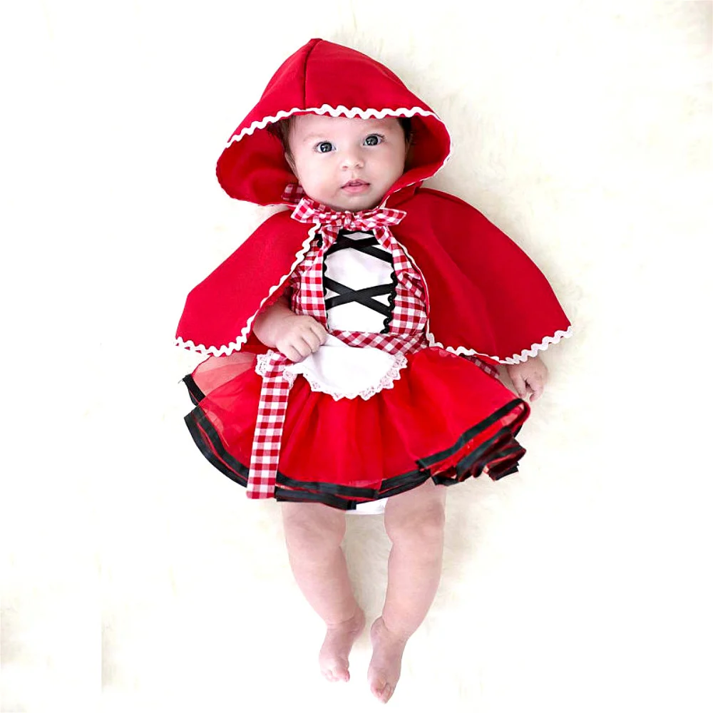 

Baby Girls Tutu Dress +Cape Cloak Outfit Newborn Little Red Riding Hood Cosplay Photo Prop Costume Girl Party Dress Baby Clothes