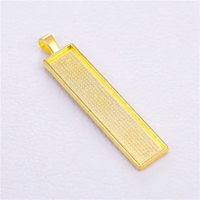 Gold MINGXUAN 10 шт./лот Ретро 10X50 мм Прямоугольник внутренний размер подвески настройки основы для кабошонов ободок Пустые лотки Fit Кабошон Камея DIY - Цвет: Gold