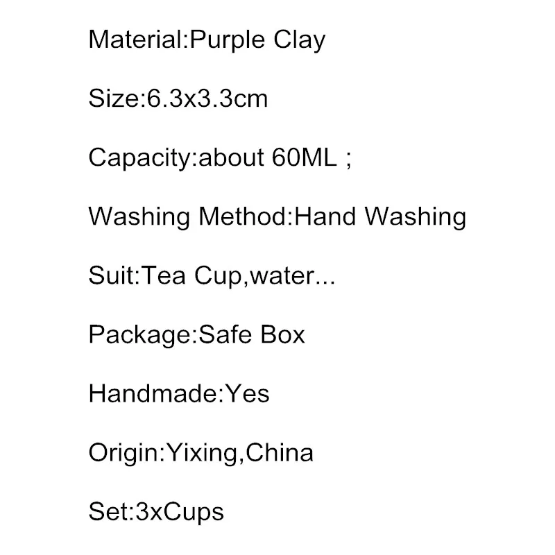 Комплект из 3 предметов Исин Чай чашки набор Китайский руда фиолетовой глины под