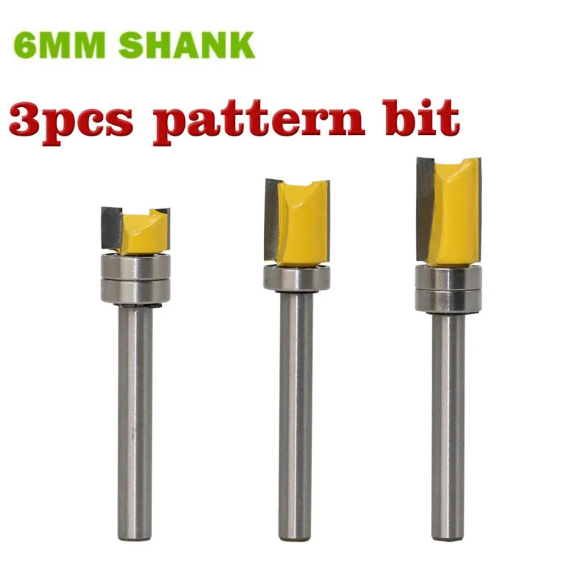 1 3 шт./компл. 6 мм хвостовик шаблон обшивки петель фрезерный бит прямой концевой