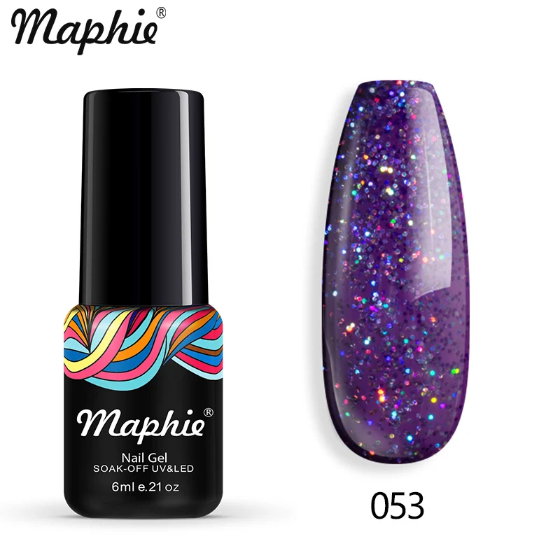 053 Maphie бриллиантовый блеск с ультрафиолетовым свечением Гель-лак для ногтей мерцающий декор с блестками Блестящий лак для ногтей полуперманентный лак Led синий гель для ногтей - Цвет: 053
