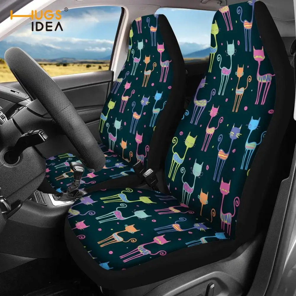 

HUGSIDEA 2020 модные Мультяшные коты дизайнерские чехлы на автомобильные сиденья для женщин универсальные подходят только для интерьера автомоб...