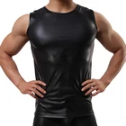 Майка мужская без рукавов, пикантное нижнее белье из искусственной кожи, Клубная одежда, нижнее белье для геев