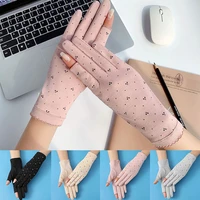 anti slip breathable mittens cotton driving cycling gloves spring summer fingerless gloves stretch sunscreen anti uv half finger