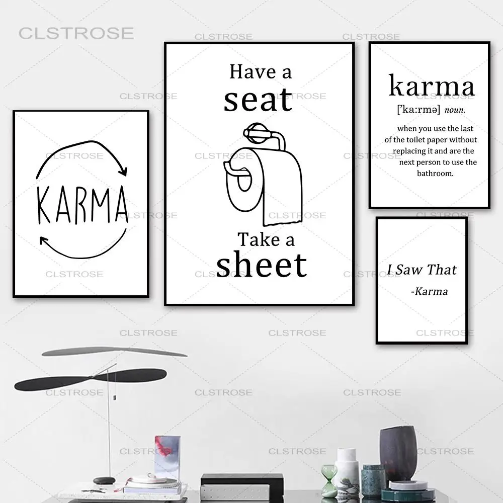 

Roll Paper Wall Art Canvas Painting Modern Minimalist Black and White Poster Modular Picture Home Decoration Bathroom Toilet