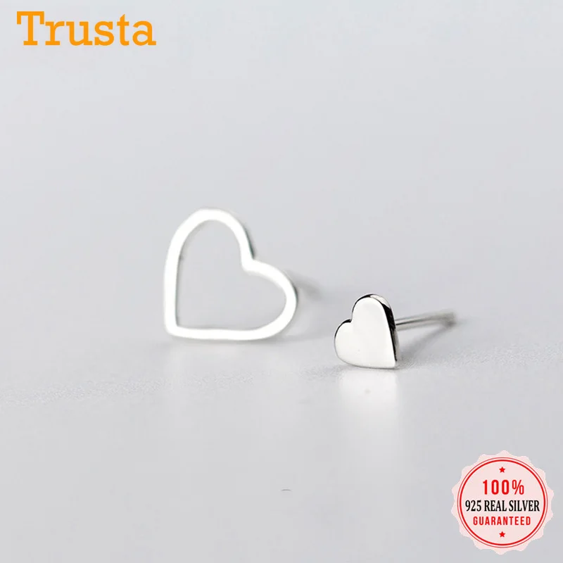 Trustdavis Настоящее серебро 925 пробы модные милые крошечные Асимметричный полый