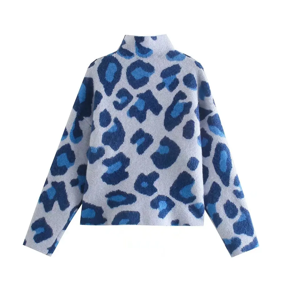 Женский трикотажный свитер с длинным рукавом и воротником-хомутом | Женская