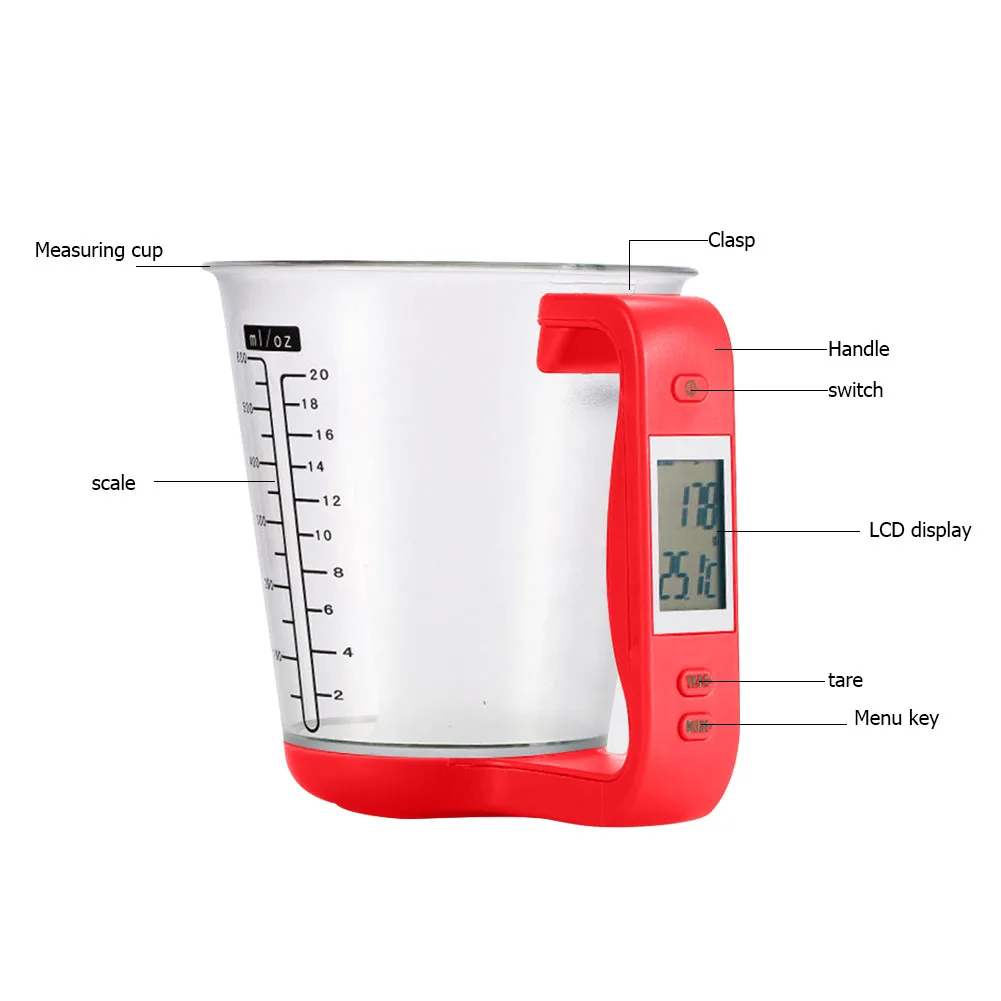 

Large Capacity Electronic Measuring Cup Kitchen Scales Digital Beaker Libra Scale with LCD Display Temperature Measurement Cups