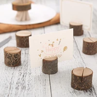 10pcs rustic wooden stump place card holder number name menu table stand picture photo clip wedding party supplies home decor