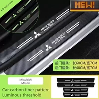 4pcs car styling threshold pedal protector carbon fiber stickers for mitsubishi car luminous threshold strip accessories