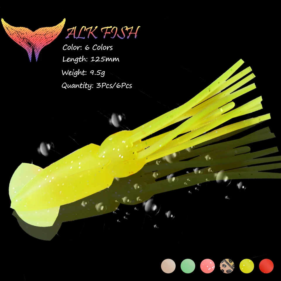 

WALK FISH 3Pcs/6Pcs 125mm/9.5g Soft Fishing Lure Bionic Squid Octopus Fake Bait Artificial Wobblers Baits Pike Fishing Tackle