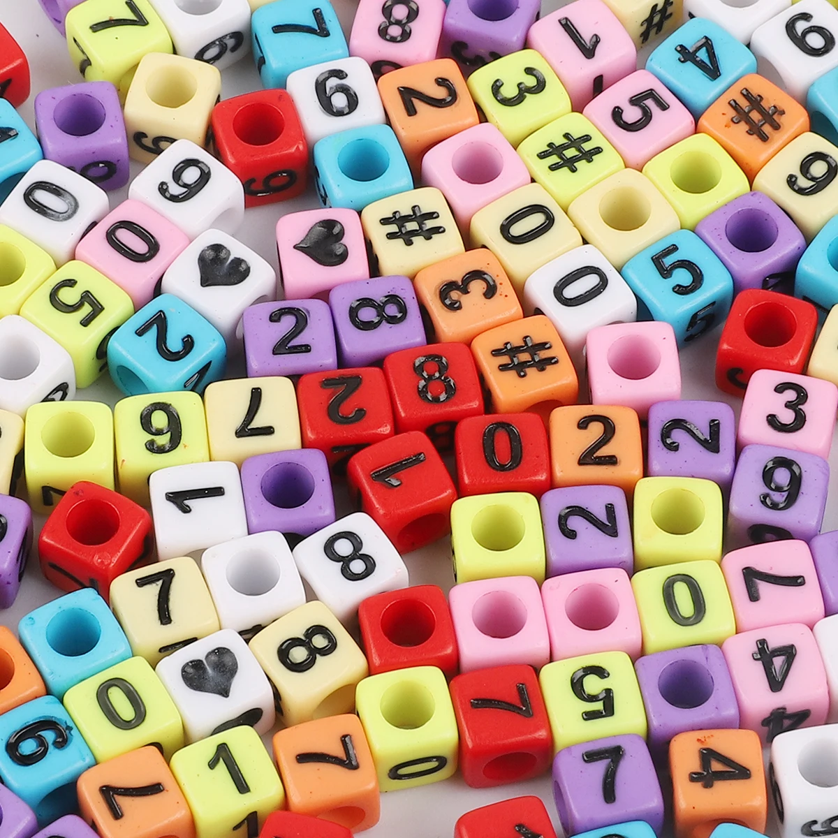Пластиковые и акриловые бусины с квадратными цифрами свободные для изготовления