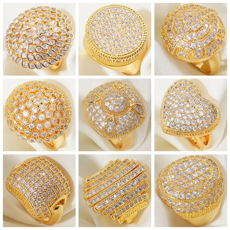 Женские большие кольца с золотым наполнителем модные стразы ювелирное изделие