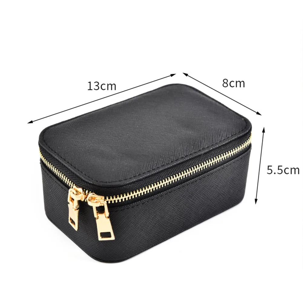 

Zipper Multi-function PU Leather Monolayer Joyeros Display For Girl Portable Jewelry Box Travel Storage Case Rings Earrings