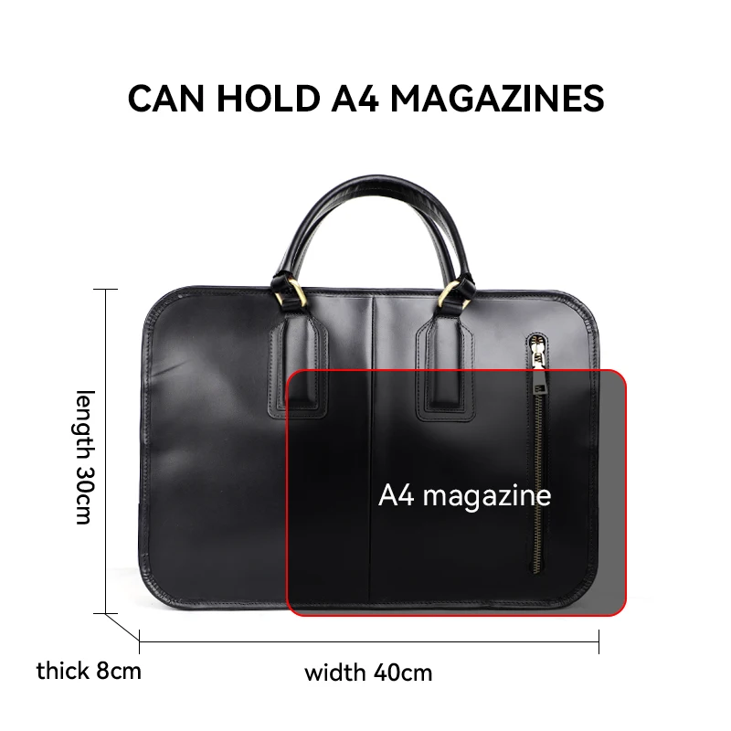 Top Cow Leather Briefcase Bag For Men Handmade Genuine Leather Business Bag Fashion Handbag 13.5'' Laptop Briefcase Tote Travel