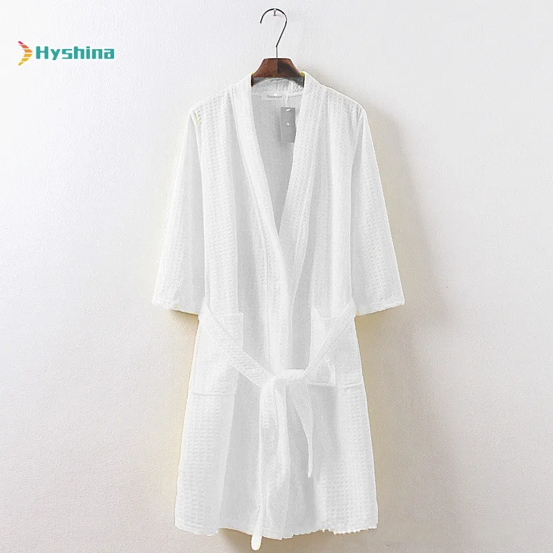 

Summer Thin Waffle Bathrobe Cotton Nightgown Beauty Salon Sweat Suit Beauty Salon Bathrobe