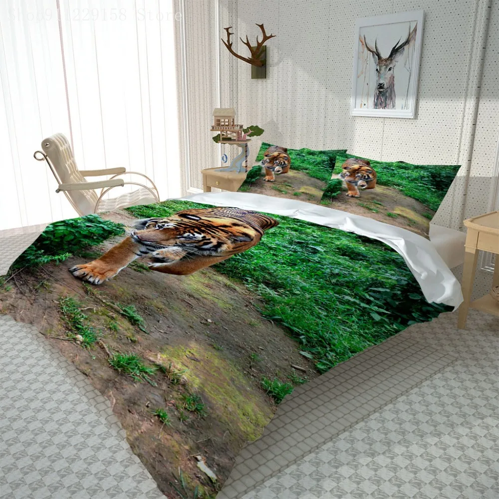 

Twin Bedding Set 3D Bedding Tiger design Bedding set Lifelike Quilt Cover Animal Quilt boys Duvet cover Bed Cover Set