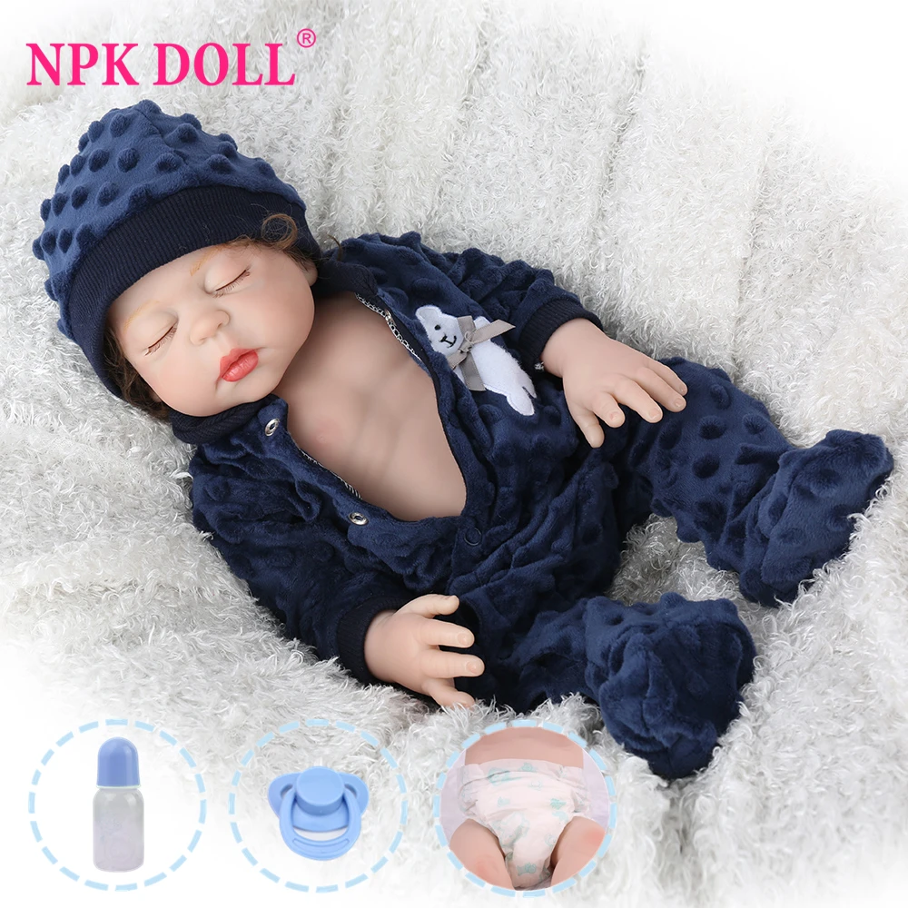 NPK Кукла Reborn Baby полностью виниловые игрушки 18 дюймов реалистичные Bebe дети поддельные младенческие развивающие ванны дети Playmate Babe Boneca