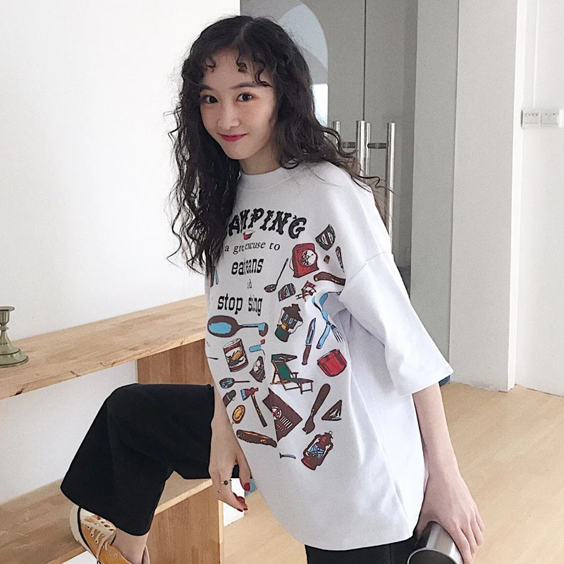 

Summer 2021 Japanese Kawaii Women's Tee Shirt Cotton Korean Fashion Aesthetic Urban Harajuku Style Trendy Girl's Top